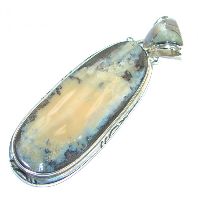 Beautiful Natural Australian Boulder Opal Sterling Silver handmade Pendant
