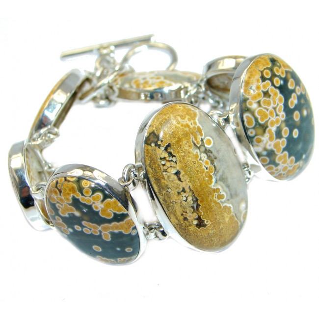 Unusual Great Quality Ocean Jasper Sterling Silver handmade Bracelet