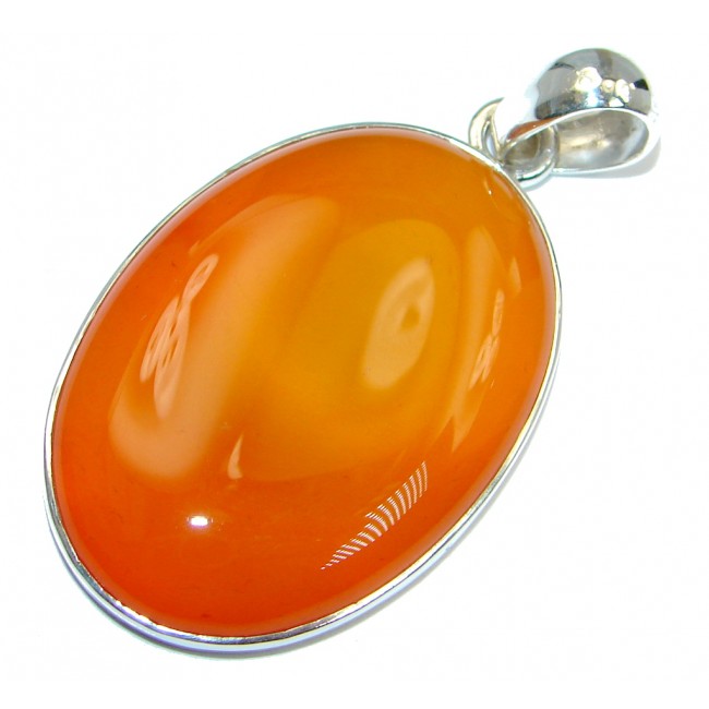 Amazing Simple Orange Carnelian Sterling Silver handmade Pendant
