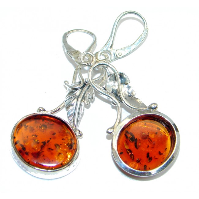 Authentic Baltic Amber Oxidized Sterling Silver handmade earrings
