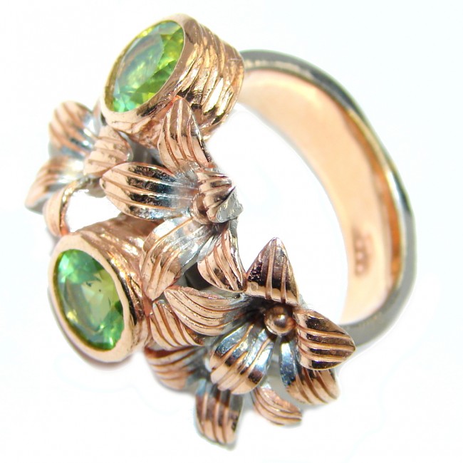 Classic Authentic Peridot Rose Gold plated over Sterling Silver Ring s. 7