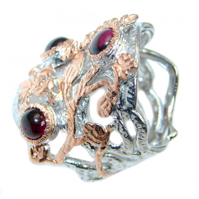 Amazing Tourmaline Rose Gold Plated Sterling Silver Ring s. 8