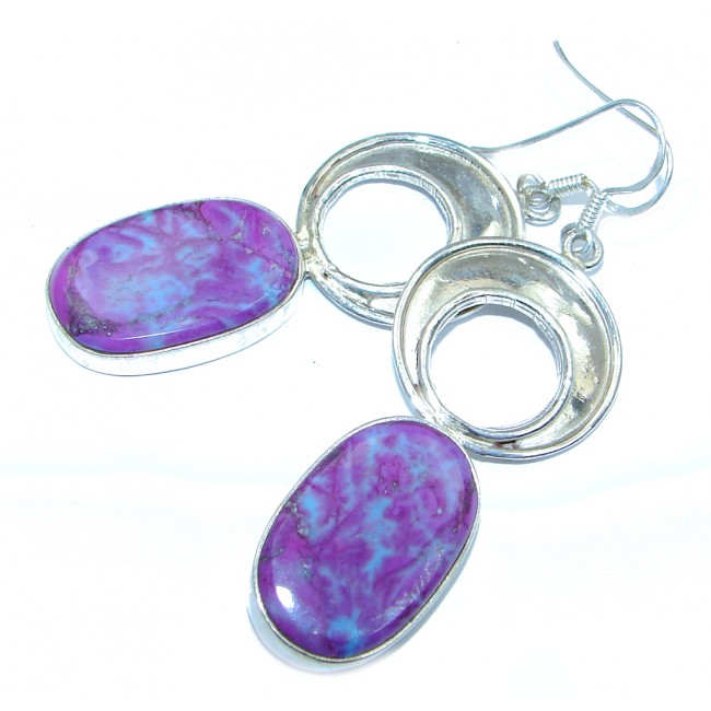 Perfect Purple Turquoise Sterling Silver handcrafted earrings
