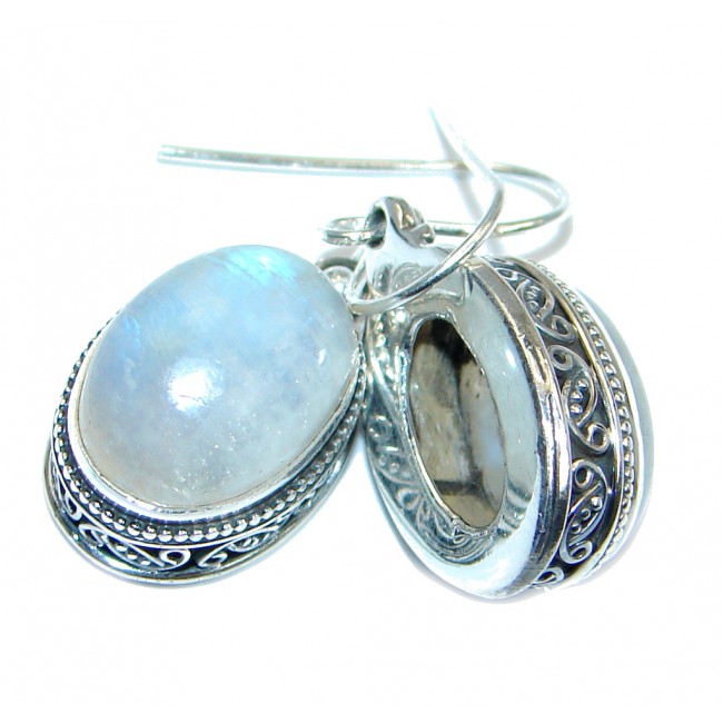 Stylish Fire Moonstone Sterling Silver handcrafted earrings