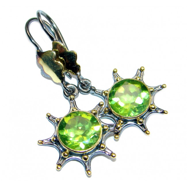 Amazing genuine Peridot Rose Gold Rhodium plated over Sterling Silver Earrings