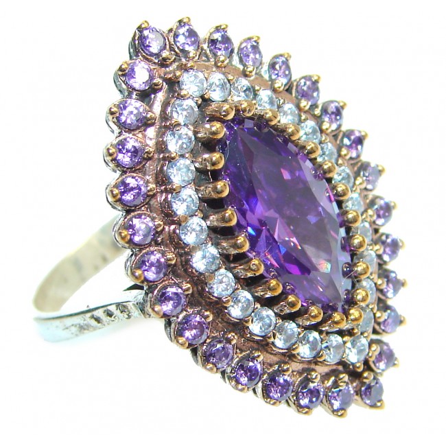 Amazing Created Amethyst Sterling Silver Ring size 8
