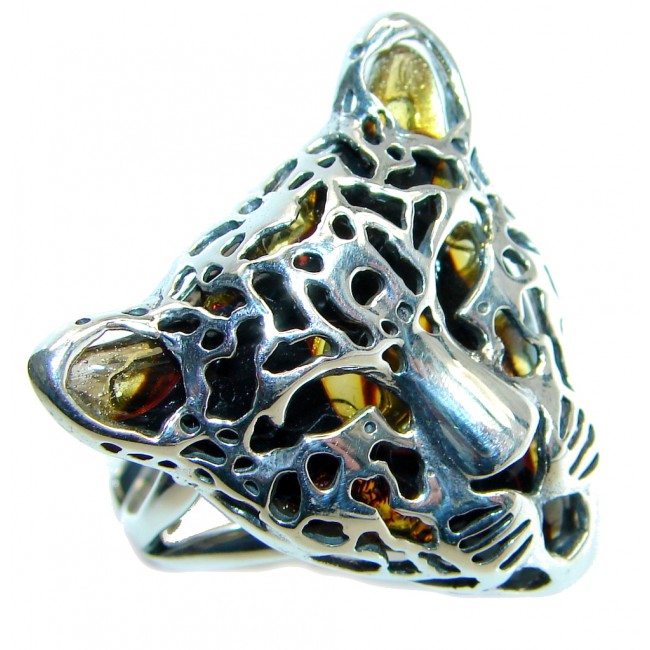 Genuine Baltic Polish Amber Sterling Silver handmade Ring size adjustable