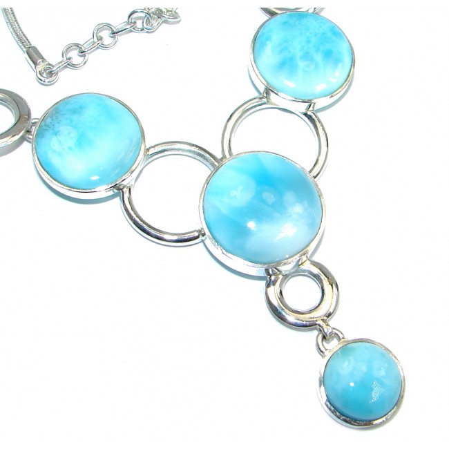 LUXURY genuine Larimar Sterling Silver handcrafted Statment necklace