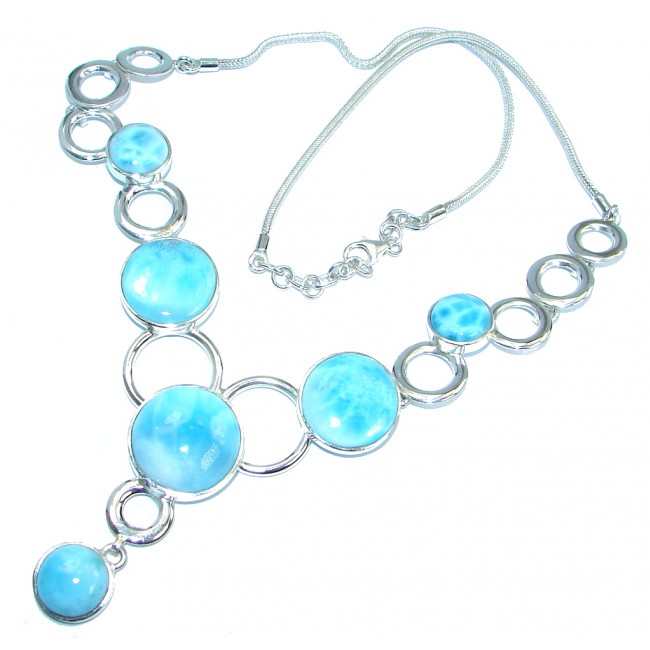 LUXURY genuine Larimar Sterling Silver handcrafted Statment necklace