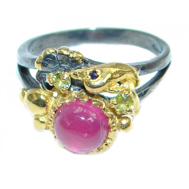 Fine Art Jewelry Ruby Gold plated over Sterling Silver Ring Size 7 1/4