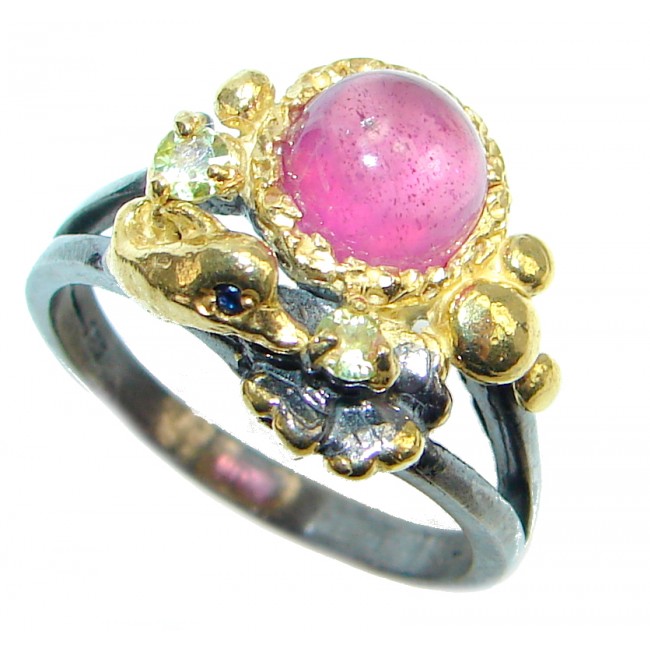 Fine Art Jewelry Ruby Gold plated over Sterling Silver Ring Size 7 1/4