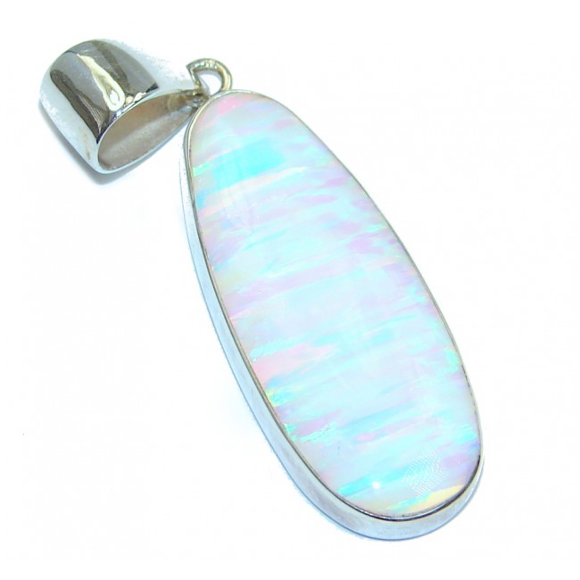Amazing created Japanese Fire Opal Sterling Silver Pendant