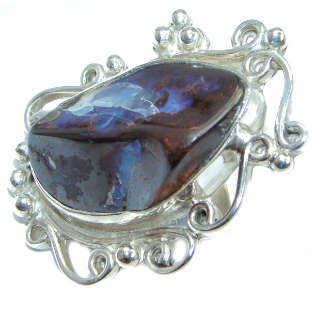 Classic Beauty Boulder Opal Sterling Silver handcrafted ring size 6