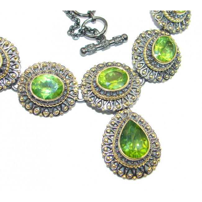 Masterpiece AAA+ Peridot Gold Rhodium plated over Sterling Silver necklace