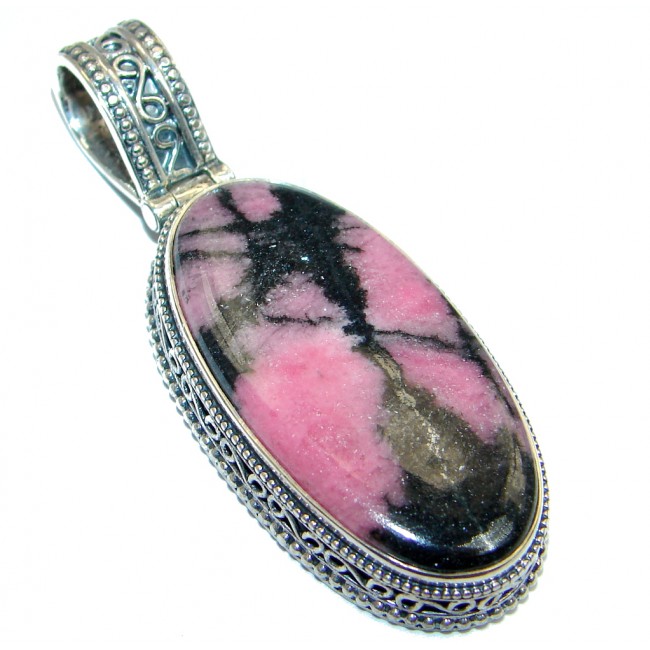 Amazing Pink Rhodonite Sterling Silver handmade Pendant