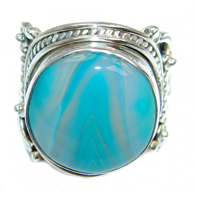 Royal Design Botswana Agate Sterling Silver handmade ring size 9
