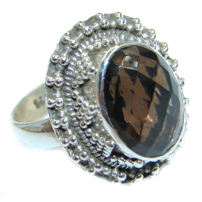 Amazing Natural Smoky Topaz Sterling Silver handmade Ring size 7 1/2