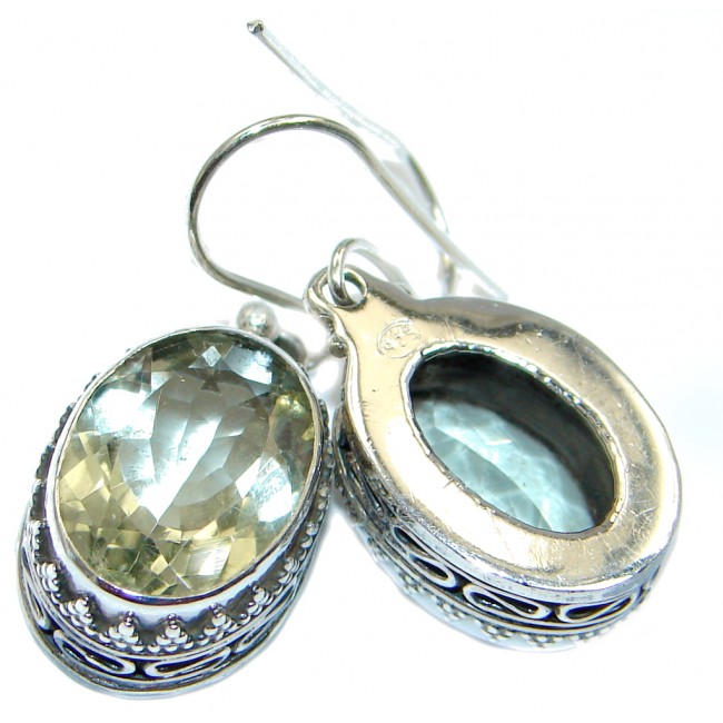 Amazing AUTHENTIC Green Amethyst Sterling Silver handmade earrings