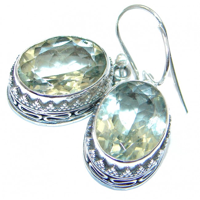 Amazing AUTHENTIC Green Amethyst Sterling Silver handmade earrings