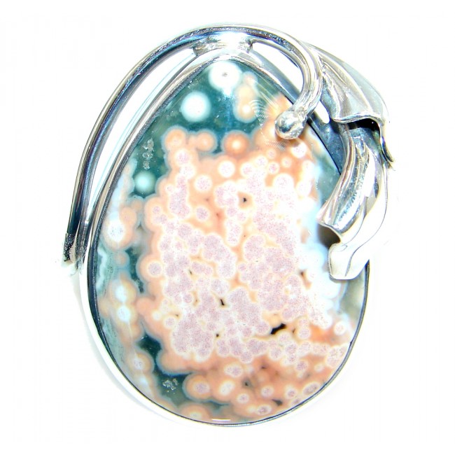 Sublime quality Ocean Jasper Sterling Silver handcrafted Ring size adjustable
