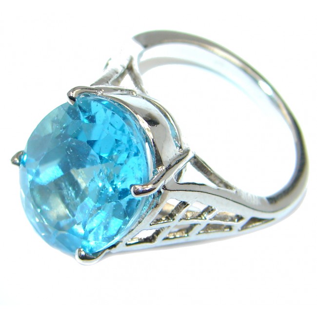 Classy Swiss Blue Topaz Sterling Silver Ring size 7 1/4