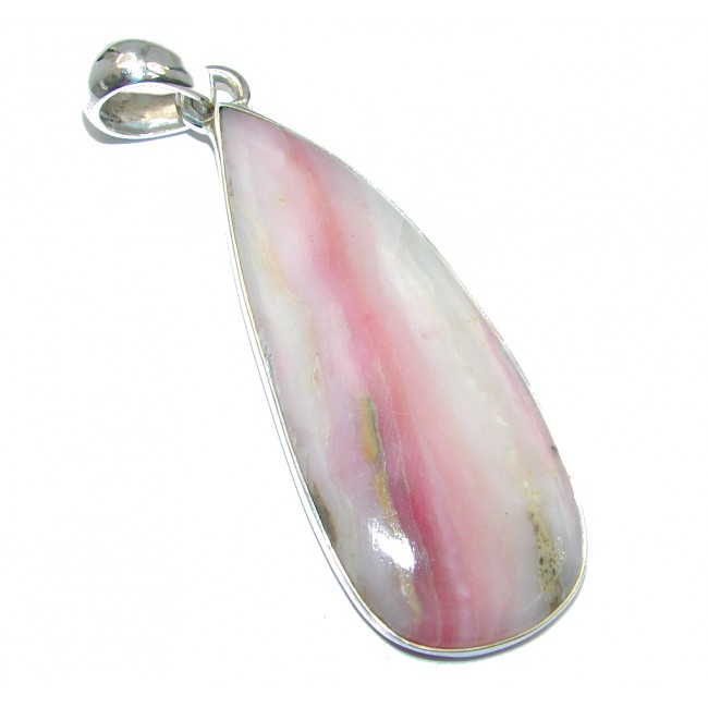 Large Natural Pink Opal Sterling Silver handmade Pendant