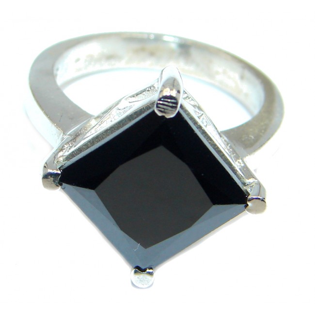 Black Onyx Sterling Silver handmade ring size 7 1/2