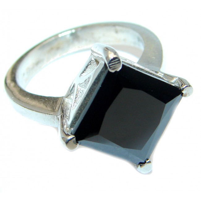 Black Onyx Sterling Silver handmade ring size 7 1/2
