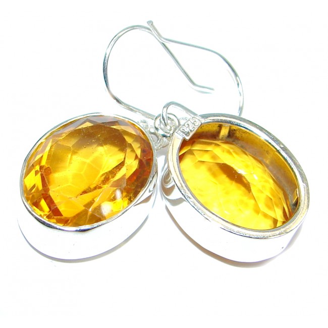 Handcrafted Yellow Golden Quartz Sterling Silver earrings