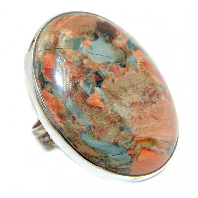 Large Exotic Moss Agate Sterling Silver Ring s. 10