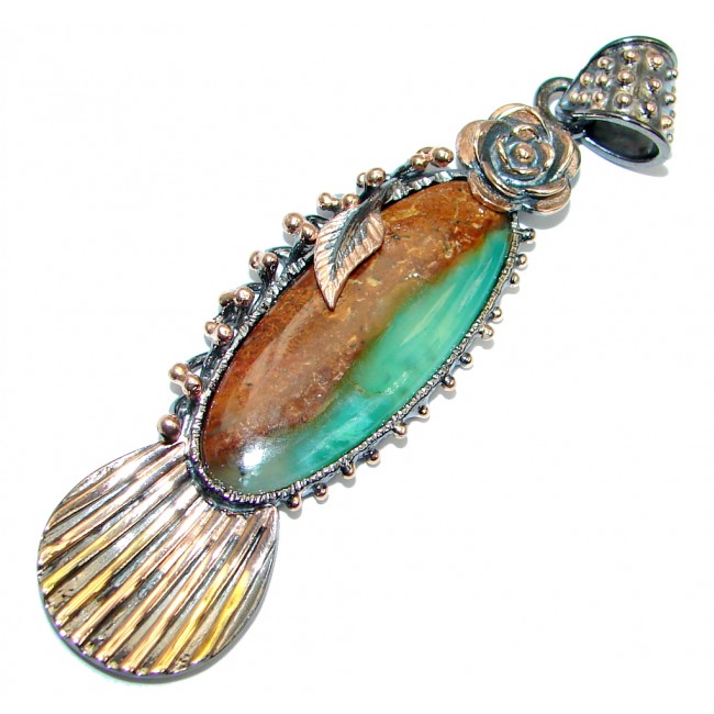 Luxurious Peruvian Opal Rose Gold plated over Sterling Silver handmade Pendant