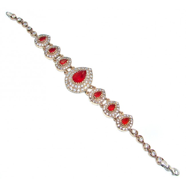 Great created Ruby Gold Rhodium plated over over Sterling Silver Bracelet