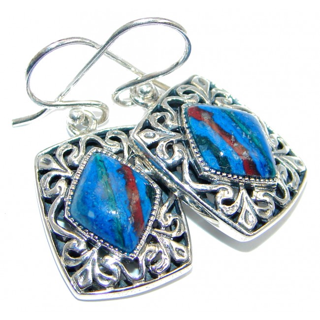 Classy Rainbow Calsilica Sterling Silver handmade earrings