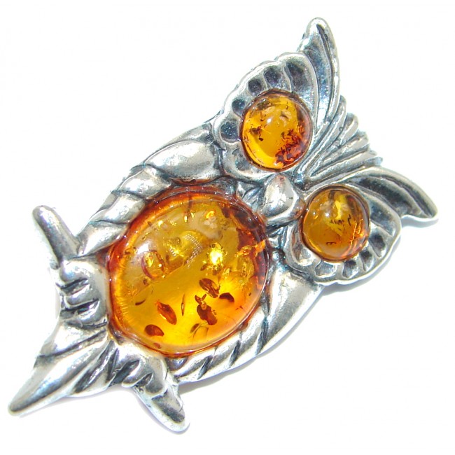 One of the Kind natural Baltic Amber Sterling Silver handmade Pendant - Pin