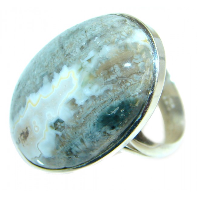 Great quality Ocean Jasper Sterling Silver handcrafted Ring size adjustable