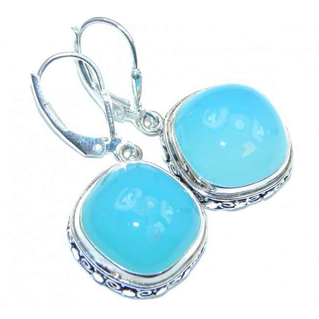 Simple Design Chalcedony Agate Sterling Silver earrings