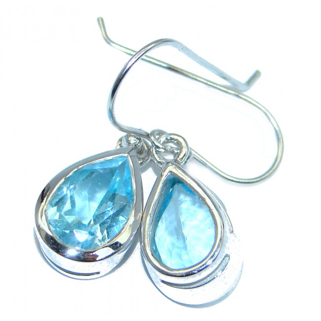 Sublime Swiss Blue Topaz Indonesia made Sterling Silver stud earrings