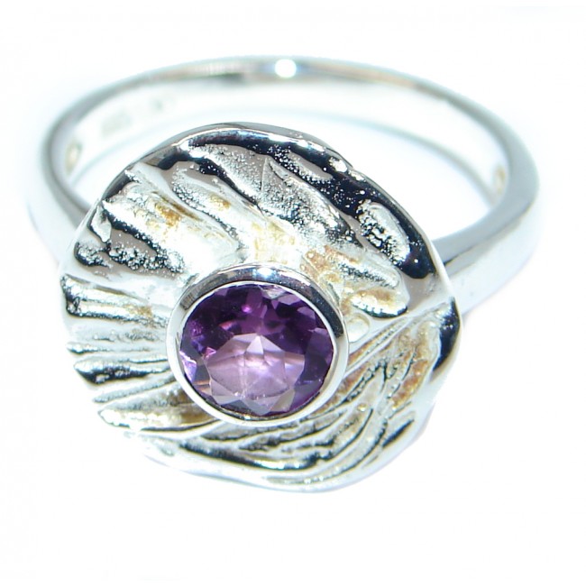 Great Design Amethyst Italy made Sterling Silver ring s. 8