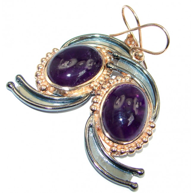 Flawless Amethyst Rose Gold plated over Sterling Silver handmade earrings