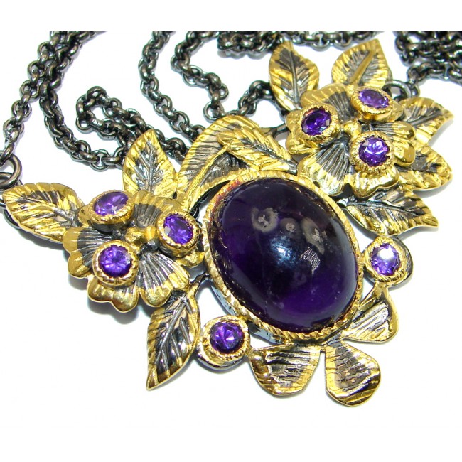 Genuine Amethyst Gold plated over Sterling Silver handcrafted necklace