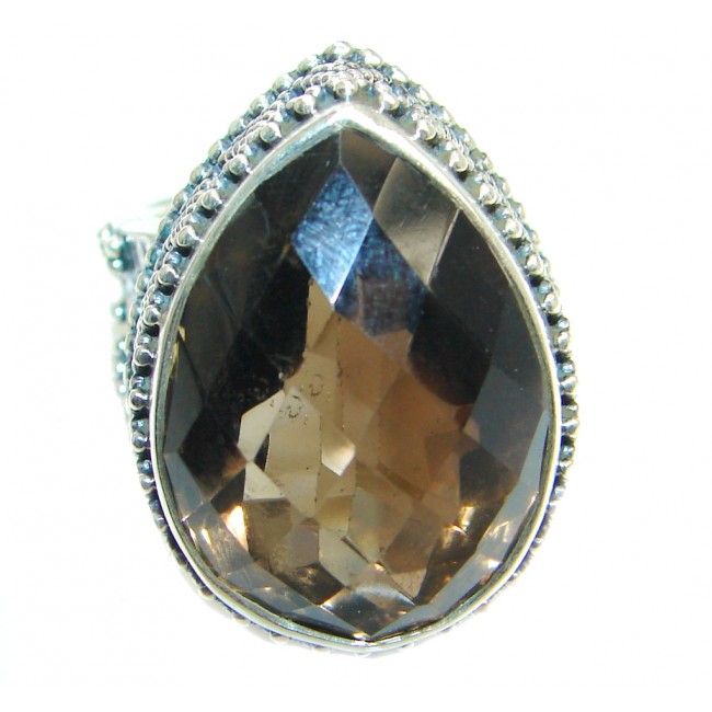 Amazing Natural Smoky Topaz Sterling Silver handmade Ring size adjustable