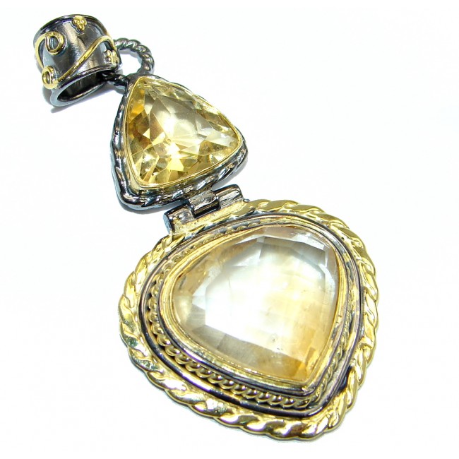 Great Citrine Rose Gold plated over Sterling Silver handmade Pendant