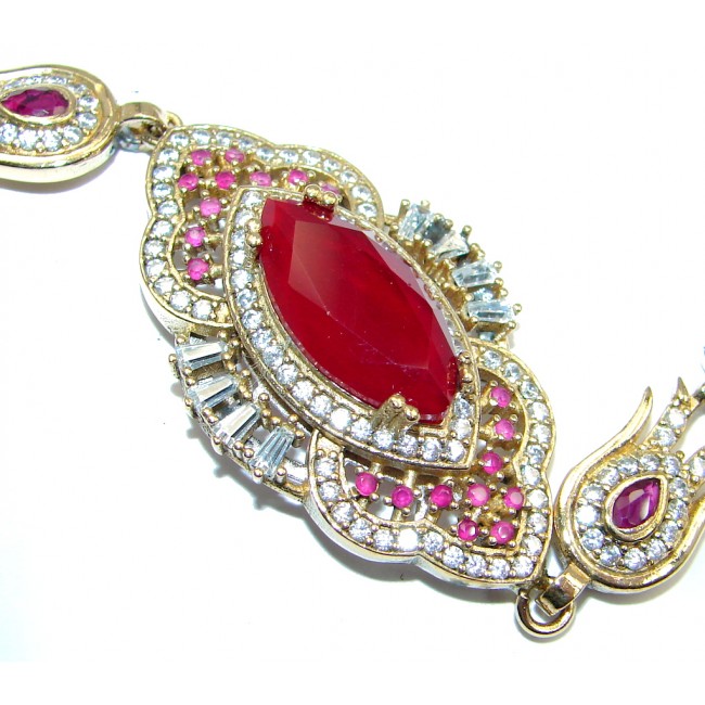 Flawless Passion Red created Ruby Rose Gold Rhodium plated over Sterling Silver Bracelet