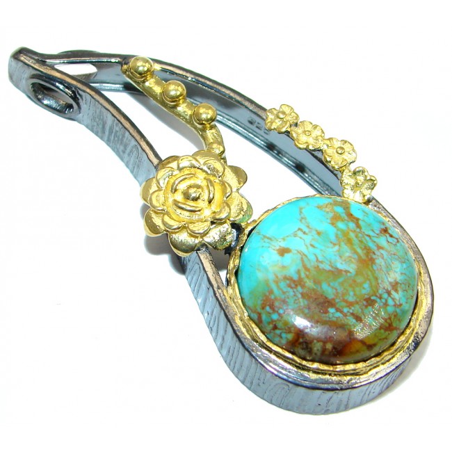Fabulous Turquoise Gold plated over Sterling Silver handmade Pendant