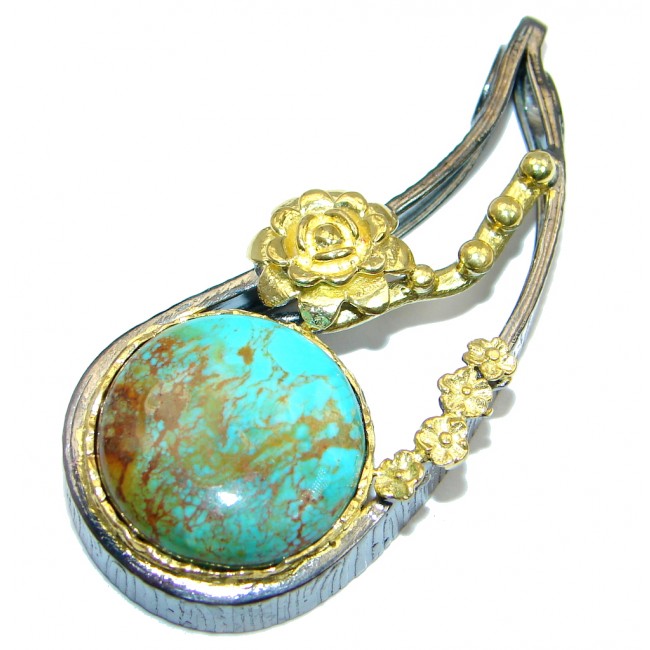 Fabulous Turquoise Gold plated over Sterling Silver handmade Pendant