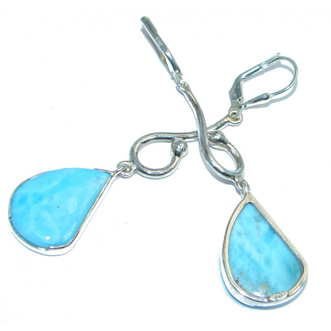 Blue Heaven genuine Larimar Sterling Silver handmade earrings