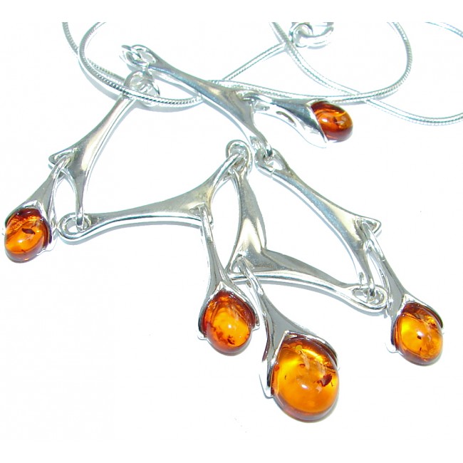Tears of Time Baltic Polish Amber Sterling Silver handmade necklace