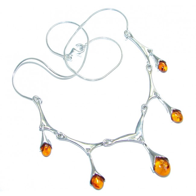 Tears of Time Baltic Polish Amber Sterling Silver handmade necklace