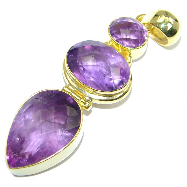 Vintage Style Amethyst Gold plated over Sterling Silver handmade Pendant