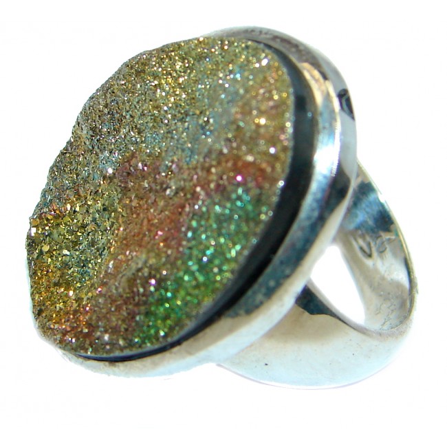 Mysterious Titanum Druzy Sterling Silver handmad ring s. 7